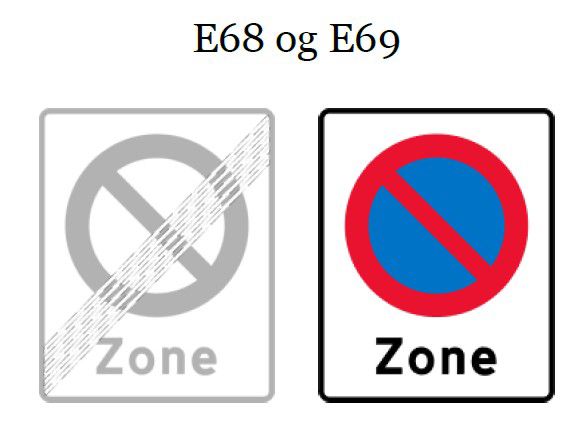 Skilte med start og ophør af forbudszone