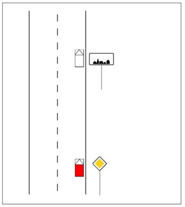 Illustration af ulovlig parkeret bil på hovedvej