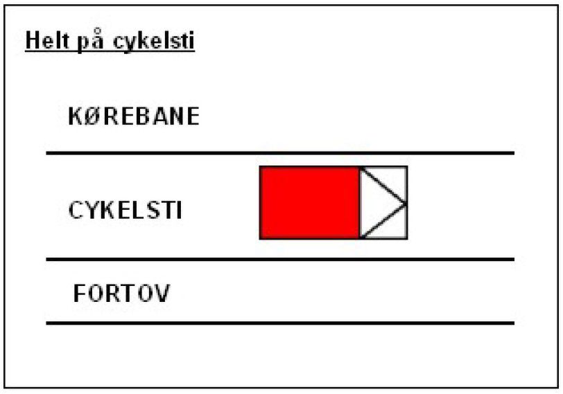 Illustration af bil der holder ulovlig parkeret på cykelsti