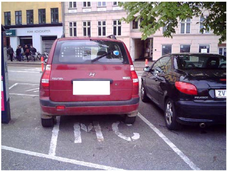 Eksempel på reserverede parkeringspladser