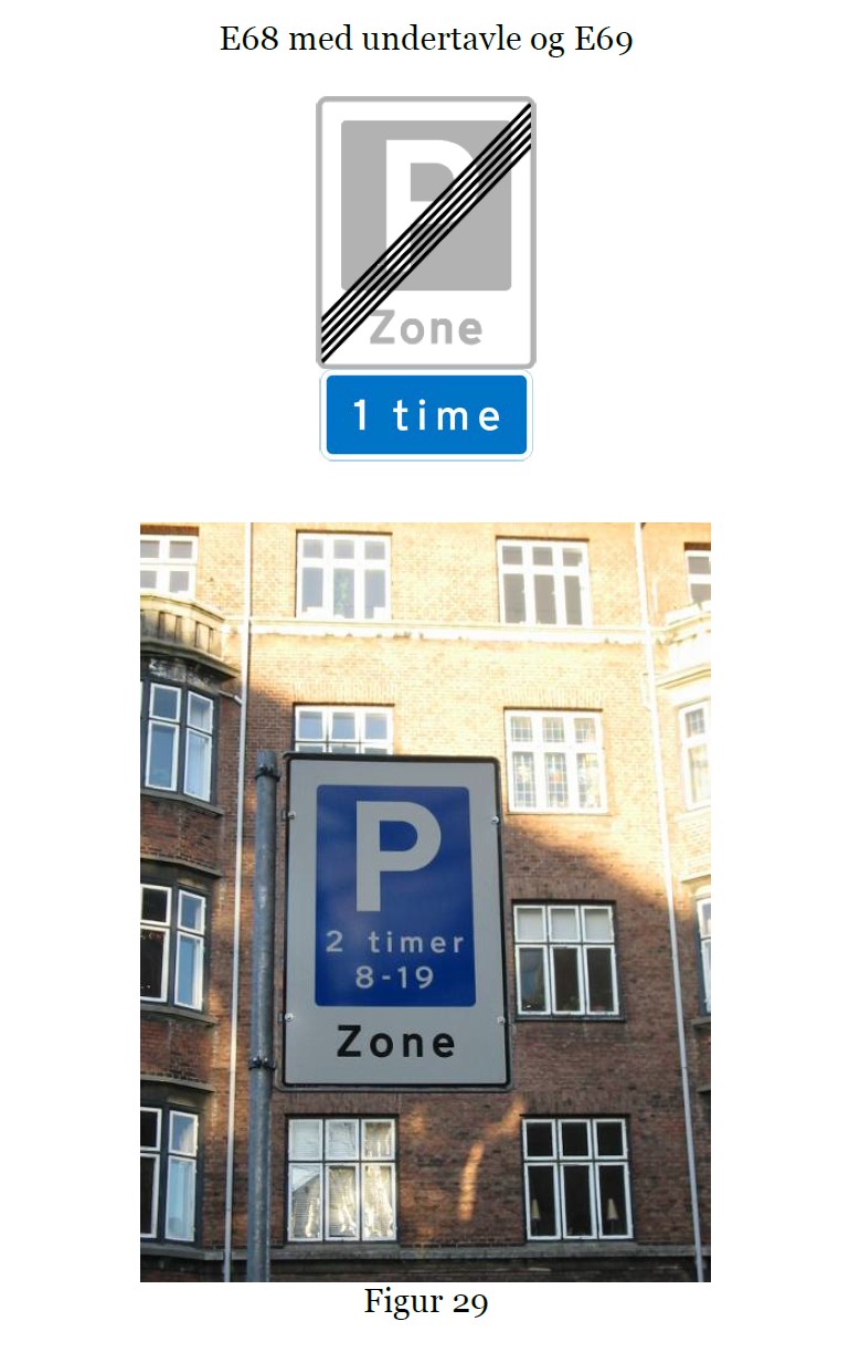 Eksempel på parkeringszoneskilt
