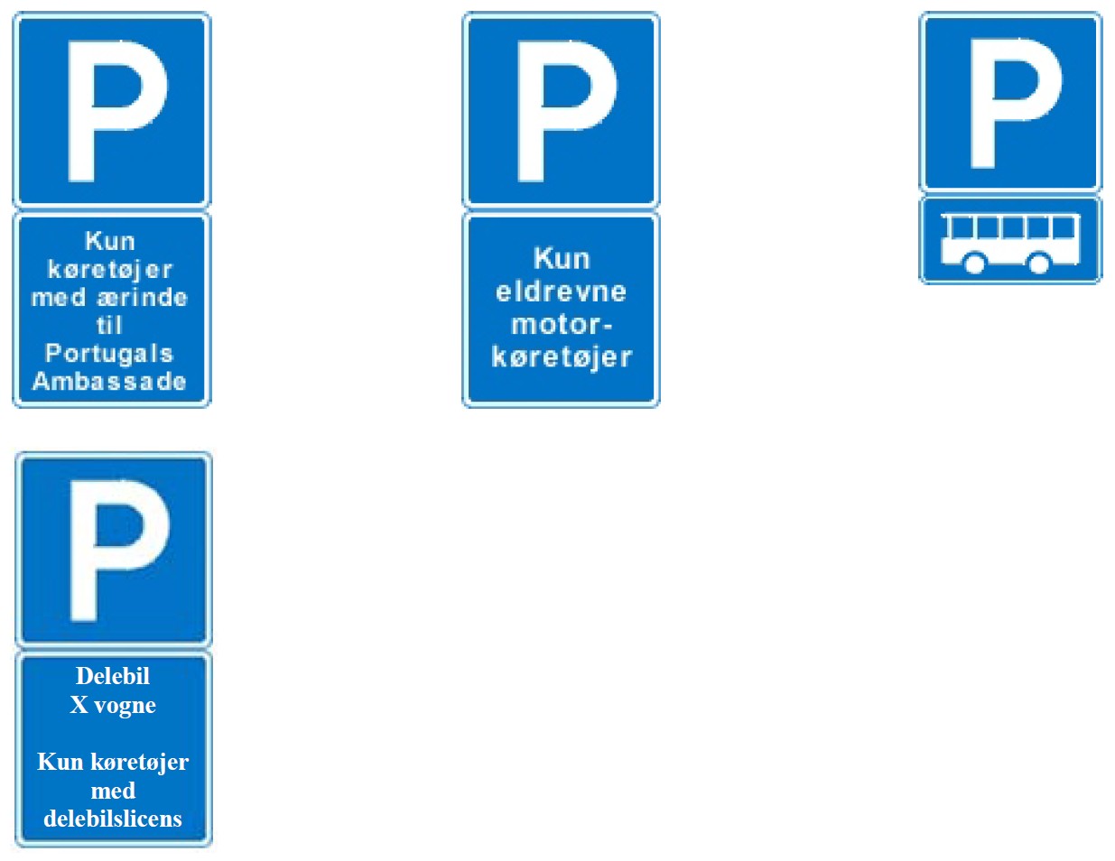 P-skilte med undertavler